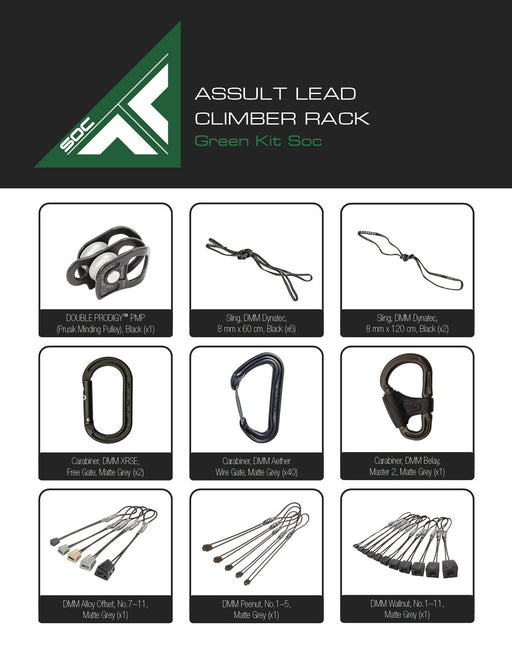 Assault Lead Climber Rack - Green Kit Soc