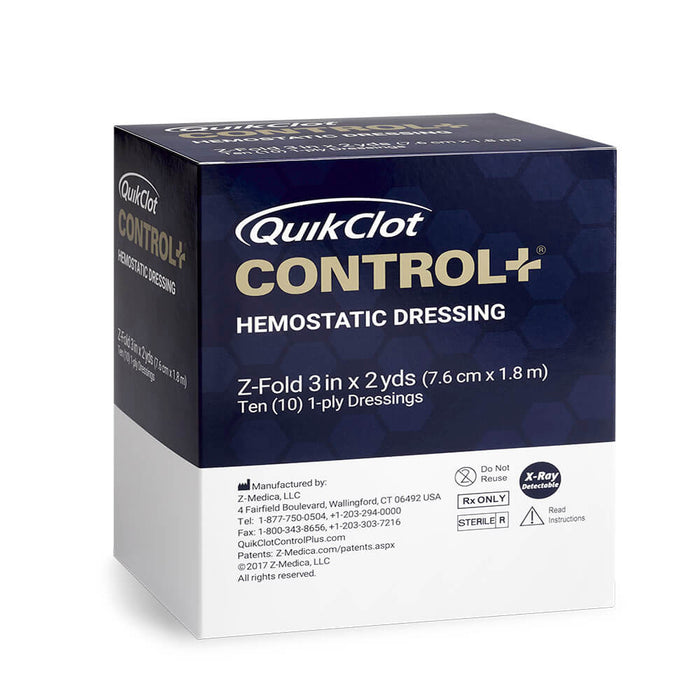 Hemostatic Dressing, Quikclot® Control+ Z-Fold 3in x 2yds Box