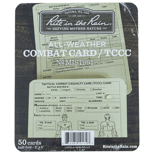 TCCC/MIST Combat Card, 5"x6" (50/pk)