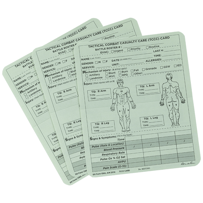 TCCC/MIST Combat Card, 5"x6" (50/pk)