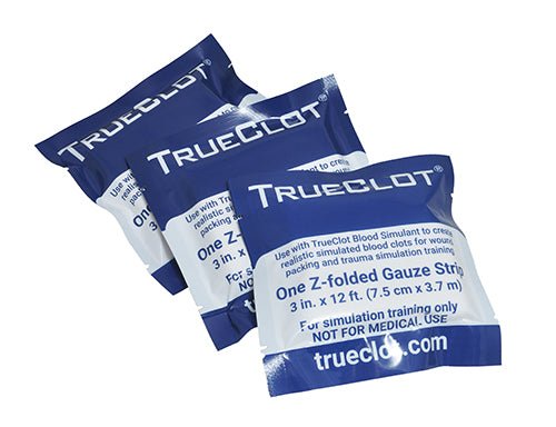 TrueClot® Simulated Hemostatic Gauze, 12' x3", Z - Fold, 3 Pack