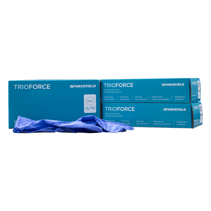 Forcefield Trioforce Nitrile Disposable Examination Gloves, (1000 gloves / 500 pairs)