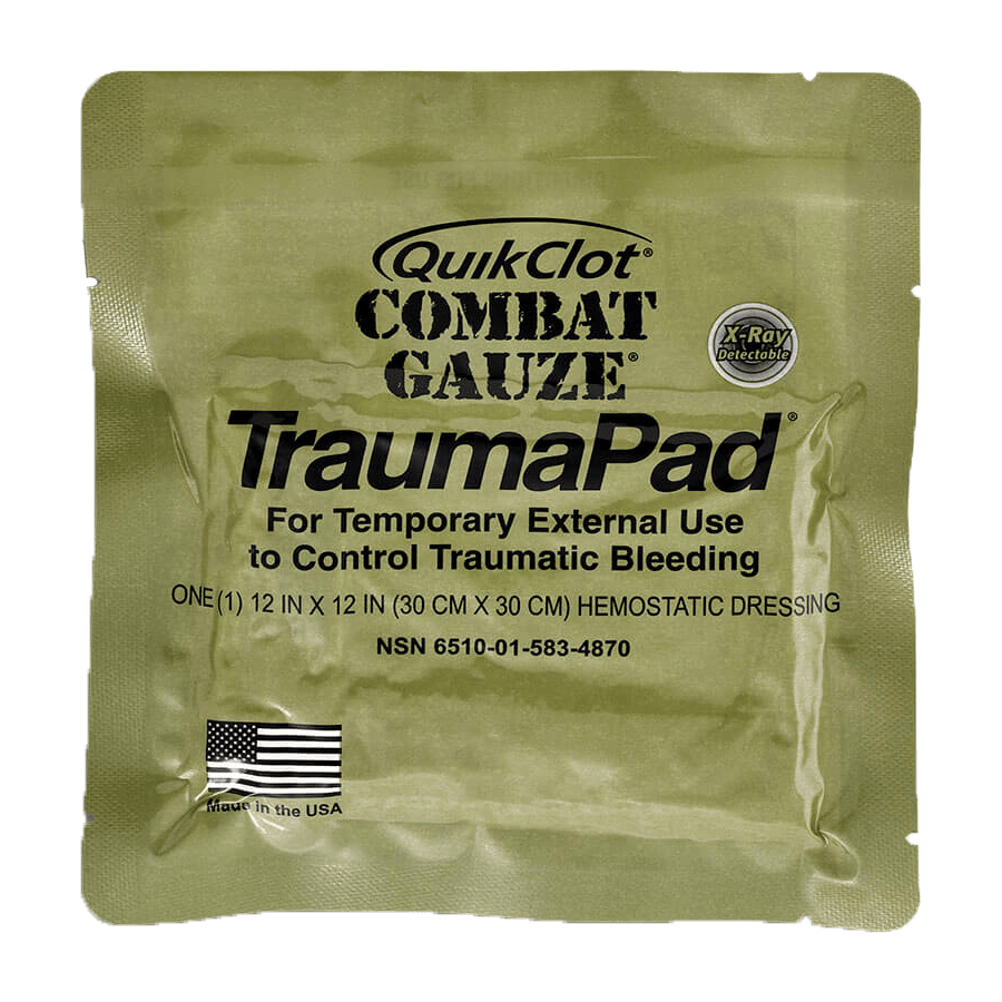Hemostatic Dressing, Combat Gauze QuikClot Trauma Pad  CTOMS