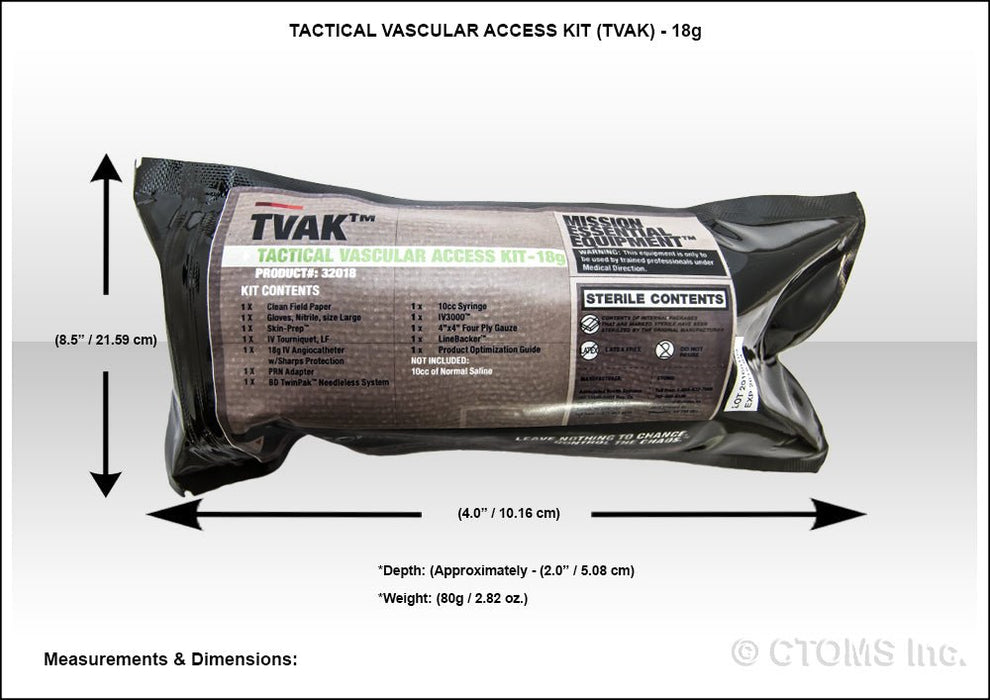 Tactical Vascular Access Kit (TVAK) - 18g